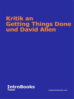 cover image of Kritik an Getting Things Done und David Allen